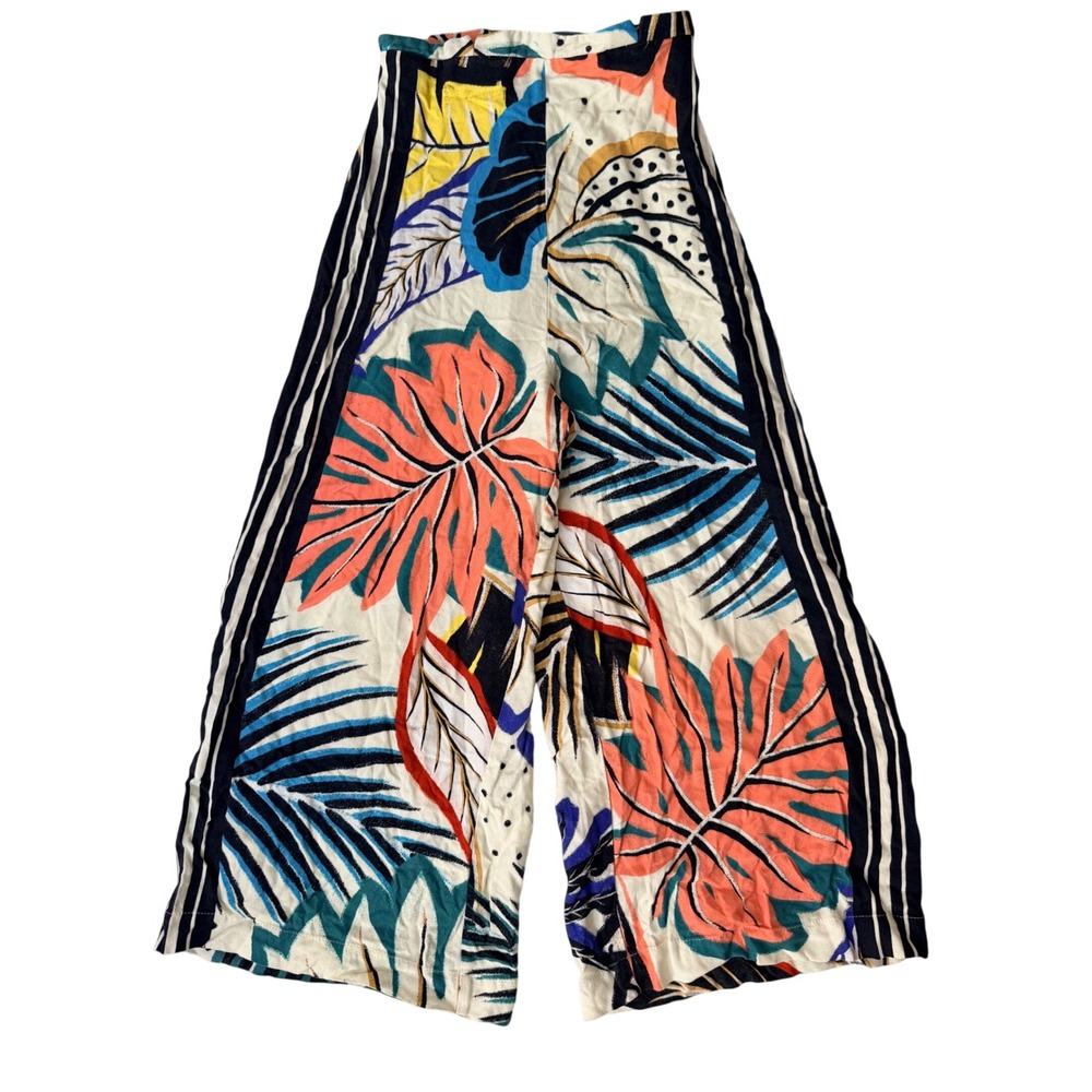 Farm Rio Tropical Palm Print Wide Leg Culotte Pants Size P